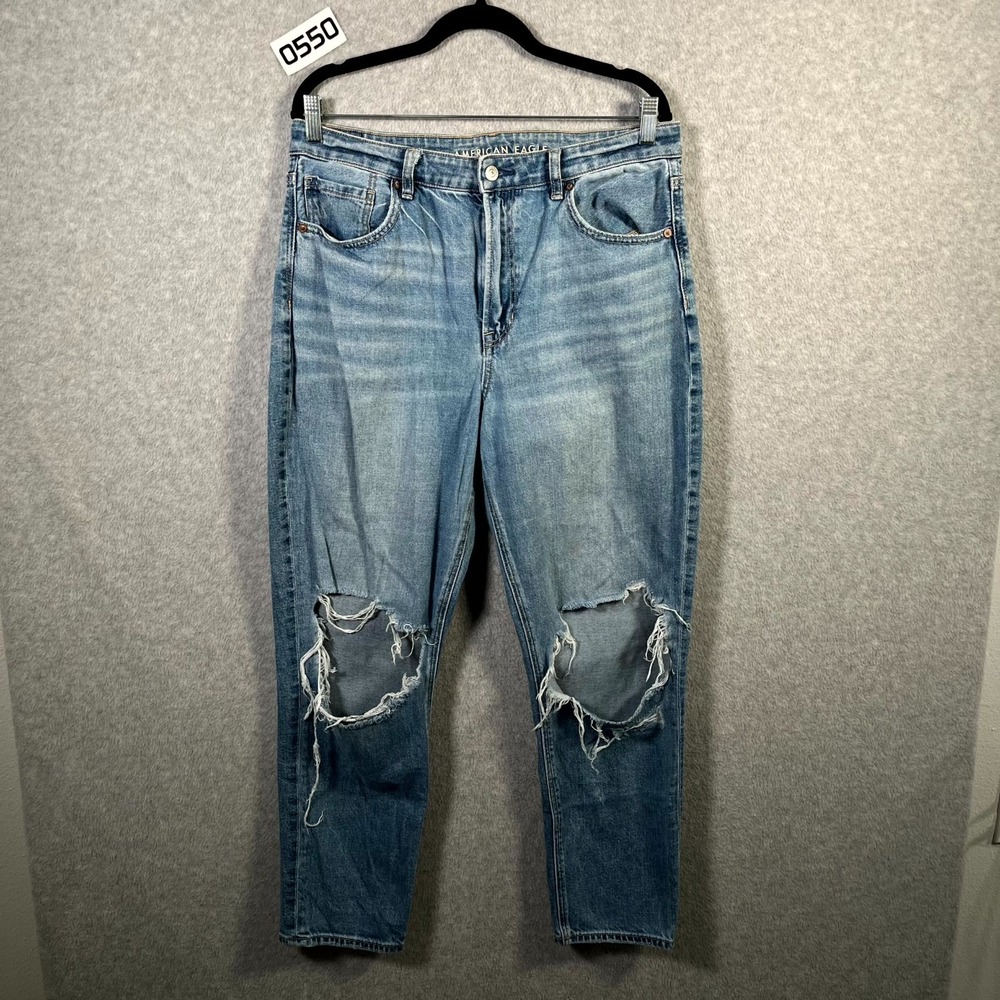 American Eagle Outfitters Strigid Jeans Womens 12‎ Blue Denim Ripped Distressed